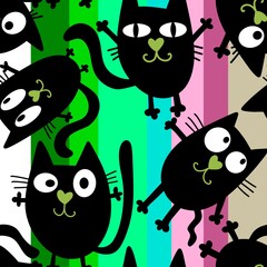 Halloween animals seamless black toys cats pattern for wrapping paper and kids clothes print and fabrics