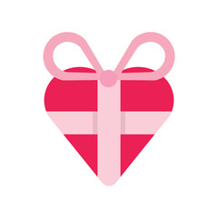 isolate valentine's day pink gift box flat icon