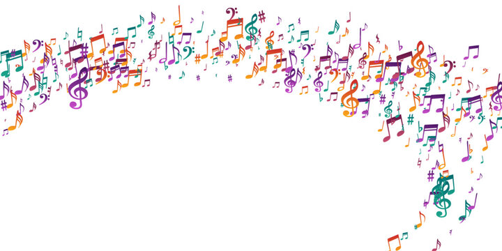 Musical notes cartoon vector backdrop. Melody