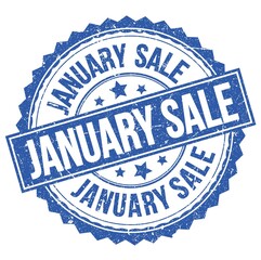 Fototapeta premium JANUARY SALE text on blue round stamp sign