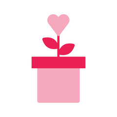 isolate valentine's day flower pink flat icon
