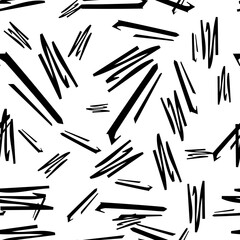 Seamless pattern with black pencil brushstrokes