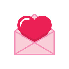 isolate valentine's day pink love letter flat icon