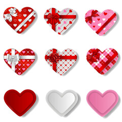 set of heart shaped gift boxes. valentine's day gift boxes