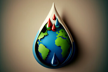Fototapeta premium World Water Day, the earth in a water drop shape