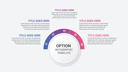 Obraz premium Five 5 Steps Options Circle Business Infographic Template Design
