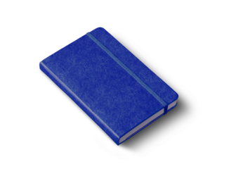 Marine blue closed notebook isolated on white