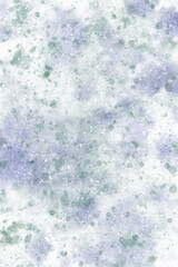 Vertical delicate light monochrome watercolor background. Green and blue pastel watercolor stains and specks on a light background.