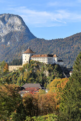 Kufstein castle on a hilltop in colorful autumn, Tyrol, Austria. The fortress dominated over the Inn river trade path in the Medieval era.