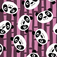 Naklejka premium Animals cartoon seamless panda pattern for wrapping paper and kids clothes print and linens and fabrics
