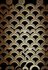 Art deco style wallpaper pattern with gold, turquoise and black.