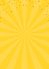 紙吹雪が舞う黄色い集中線/放射線の背景 - セール･当たり･お祝いのイメージ素材 