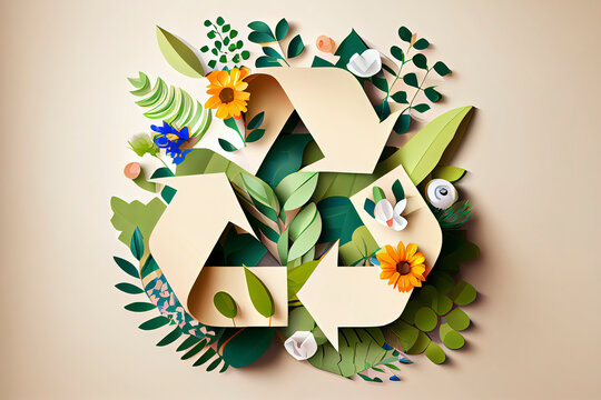 Recycle Symbol, Many People Doing Activities, Enjoy Their Life In A Good Atmosphere