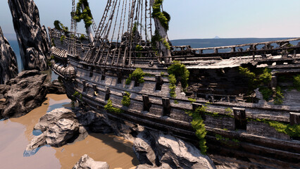 3D Rendering Pirate Ship