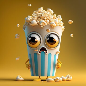 Happy Popcorn Character