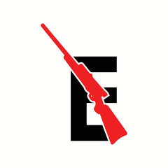 logo letter e with icon sniper vector design	