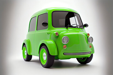 Electric green car isolated on the white background