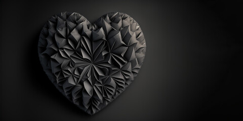 Black ornate 3d heart shapes, Valentine's Day, Generative AI.