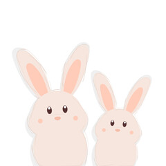 Cute Easter bunnies on a white background