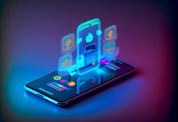 Illustrated Phone with Icon . generative artificial intelligence