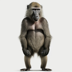 Baboon full body image with white background ultra realistic



