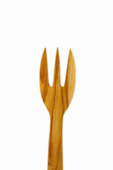 wooden fork isolated on white background