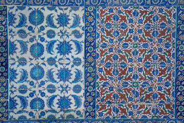 Photograph of Turkish Flag on Traditional Turkish Tiles, Eyüp Sultan Mosque, Istanbul, Turkey