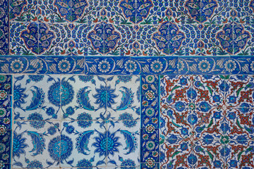 Photograph of Turkish Flag on Traditional Turkish Tiles, Eyüp Sultan Mosque, Istanbul, Turkey