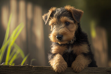 Welsh Terrier puppy, cute dogs, Generative AI