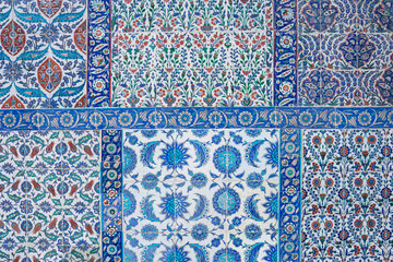 Photograph of Turkish Flag on Traditional Turkish Tiles, Eyüp Sultan Mosque, Istanbul, Turkey