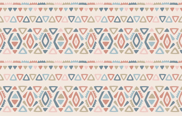 Ikat seamless pattern. Vector geometric Tribal African Indian traditional embroidery background.
Bohemian fashion. Ethnic fabric carpet batik ornament chevron textile decoration wallpaper