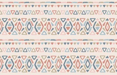 Ikat seamless pattern. Vector geometric Tribal African Indian traditional embroidery background.
Bohemian fashion. Ethnic fabric carpet batik ornament chevron textile decoration wallpaper