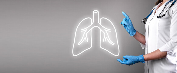 Lungs health, pulmonology concept. Ad medical banner for respiratory organ check up