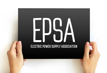 EPSA - Electric Power Supply Association acronym text on card, abbreviation concept background