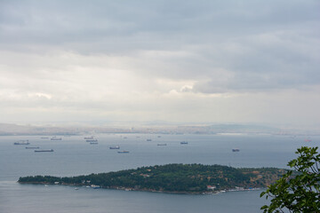 Fototapeta premium View Of Sedef Island, Tuzla And Pendik Districts of Istanbul From Great Island (Buyukada), Istanbul, Turkey