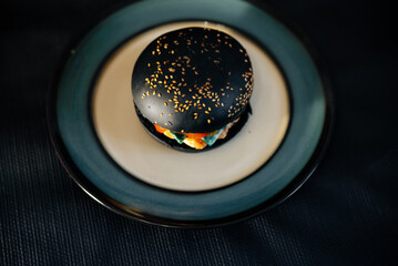 hamburger on black background