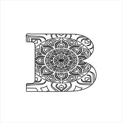 Alphabet Letters Mandala Coloring page For Kids And Adult