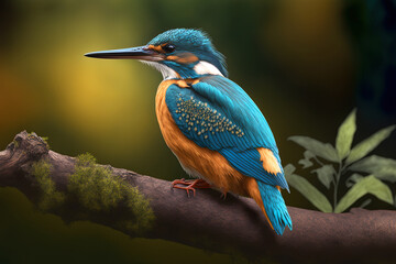 Fototapeta premium Kingfisher (Alcedo at this) common kingfisher, bird. Generative AI