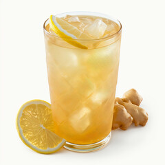 Lemon and Lemonade on a White Background