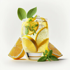 Lemon and Lemonade on a White Background