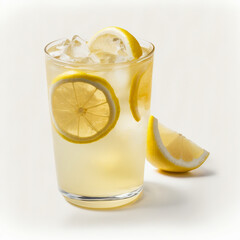 Lemon and Lemonade on a White Background