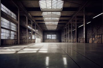 Empty warehouse hangar - obrazy, fototapety, plakaty