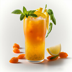 Carrot Lemonade: High Angle Wide Shot on a White Background
