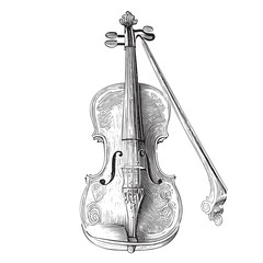 Old vintage violin sketch hand drawn engraving style Vector illustration. - obrazy, fototapety, plakaty