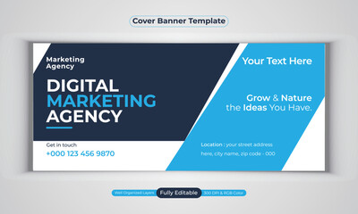 Digital marketing agency business cover banner design modern vector template
