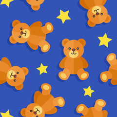 Teddy bear and star seamless pattern wrapping paper