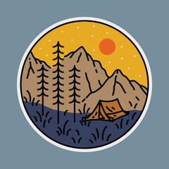 Camping and mountains graphic illustration vector art t-shirt design