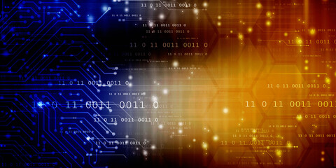 Obraz premium 2d illustration abstract digital binary data on computer screen 
