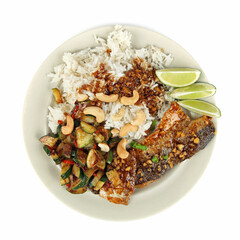 Seehecht, Zucchini, Limettenreis