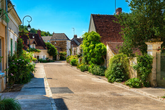 Street in the Beautiful Village of Chedigny in the Loire Valley, France